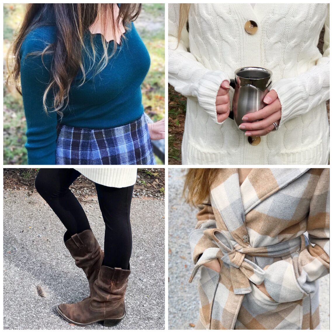 Photo collage of fall fashion outfit ideas for the country woman