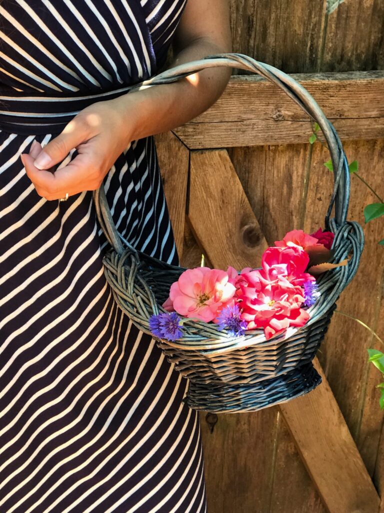 french country summer garden basket of flowers