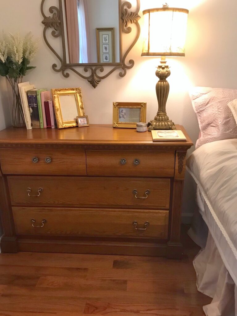 thrifted vintage wood dresser nightstand