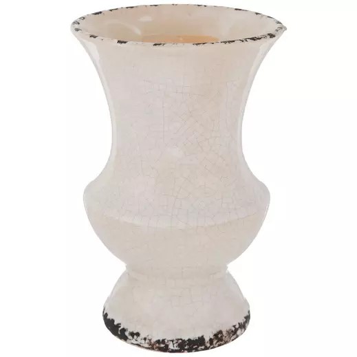 antique white crackled vase