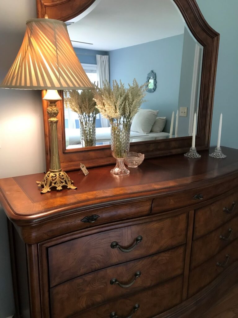 large wood dresser with mirror