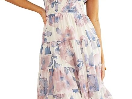 best amazon floral puffed sleeve dress