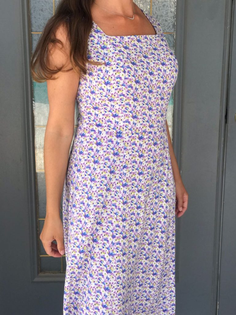 square neck midi dress sewing pattern for classy spring summer wardrobe