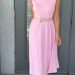 boat neckline pink midi dress