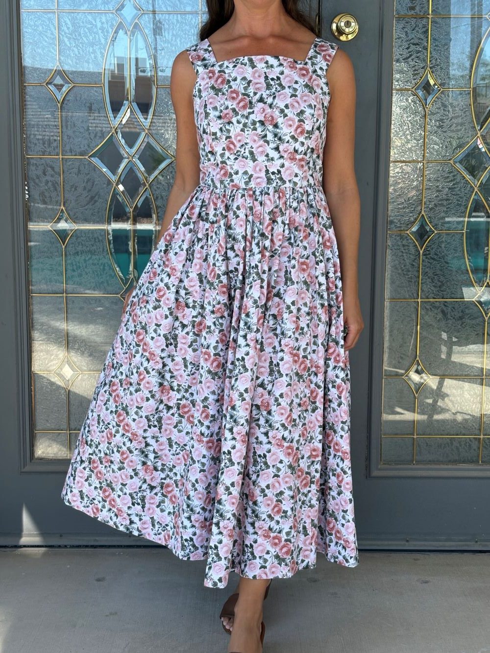 hobby lobby cotton floral midi dress